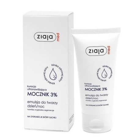 ZIAJA MED  kuracja ultranawilżająca  MOCZNIK 3% emulsja do twarzy dzień/noc //  skóra sucha // poj: 50 ml