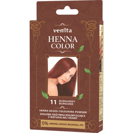 VENITA HENNA COLOR Ziolowa odzywka koloryzujaca  11 BURGUND // 0% Ammonia // 25g.