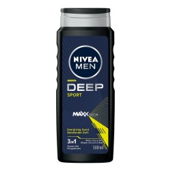 Nivea Men DEEP SPORT Żel pod prysznic 3w1 do ciała, twarzy i włosów  // Wszystkie typy skóry // 500 ml.