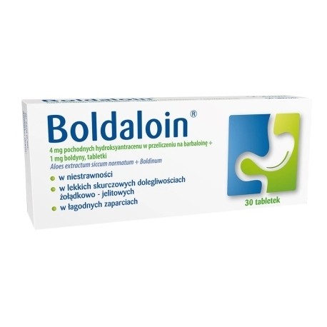 BOLDALOIN  Aloes extractum siccum + Boldinum  (wyciag z aloesu + boldyna) // lek na zaburzenia trawienia, zaparcia // 30 tab
