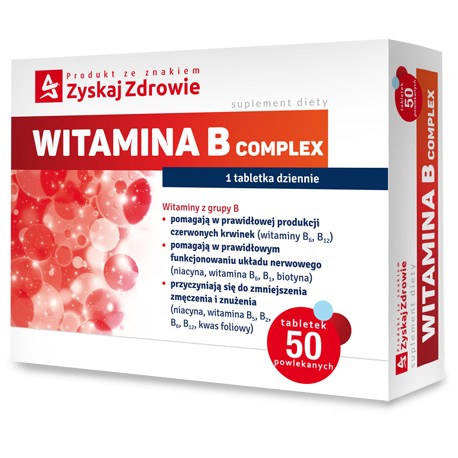 Witamina B Complex // Zyskaj Zdrowie // 50 tabletek powlekanych.