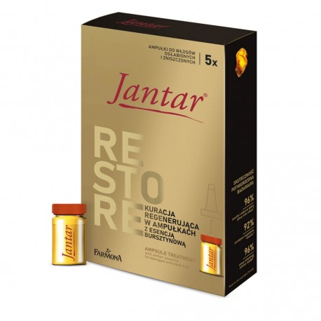 FARMONA Jantar // KURACJA W AMPULKACH z wyciagiem z bursztynu do wlosow bardzo zniszczonych i oslabionych // 5 ampulek