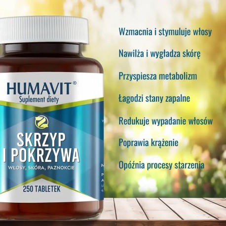 Humavit Skrzyp i pokrzywa. Suplement diety// 250 tabletek masa netto 98g