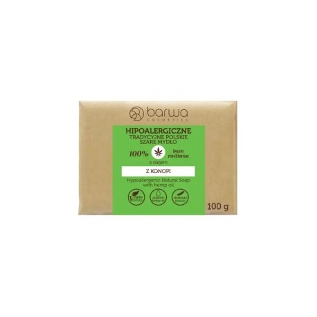 BARWA Hipoalergiczne Tradycyjne Polskie Szare Mydło z olejem z konopi  // 100 g
