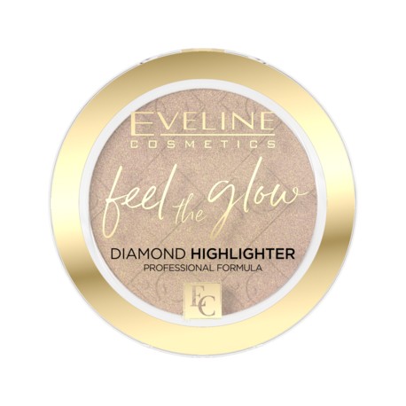 Eveline FEEL The GLOW Diamond Highlighter Rozświetlacz w kamieniu // 02 BEACH GLOW
