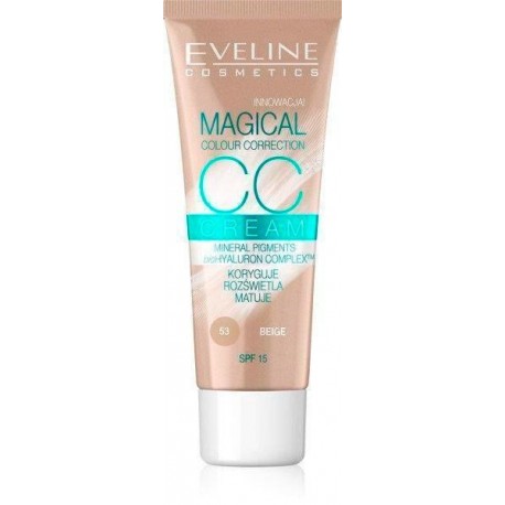 Eveline Magical Colour Correction Multifunkcyjny podkład SPF 15 // Koryguje, rozświetla, matuje // 53  BEIGE