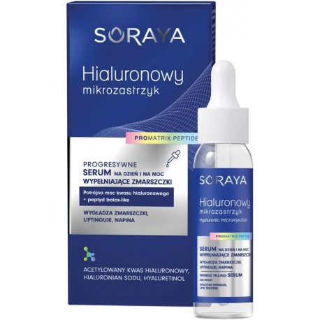 Soraya HIALURONOWY MIKROZASTRZYK Serum do twarzy, progresywne, wypełniające zmarszczki, na dzień i na noc // 30 ml