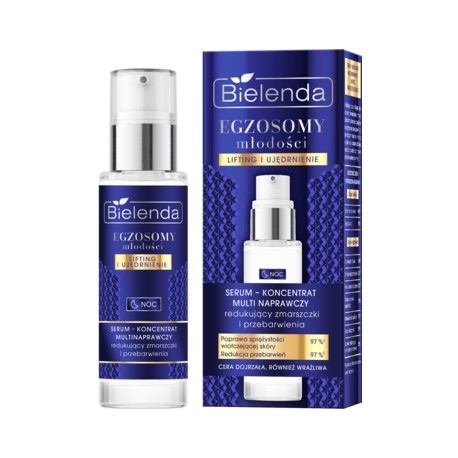 Bielenda EGZOSOMY MŁODOŚCI Serum - koncentrat multi naprawczy na noc, redukujący zmarszczki i przebarwienia // 30 ml.
