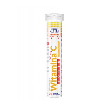 VITTER BLUE Witamina C FORTE 1000mg // smak cytrynowy// 20 tab. musujacych