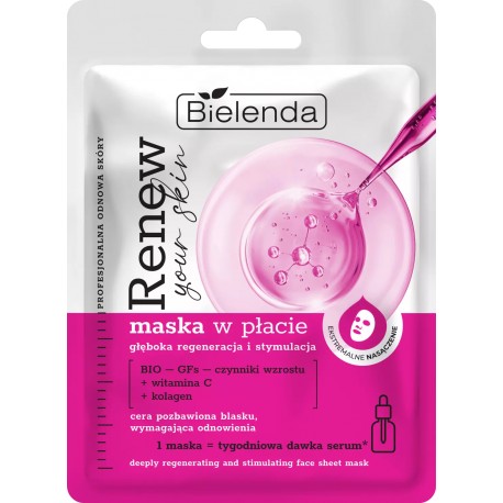 Bielenda // RENEW YOUR SKIN maska w płacie PROfesjonalna odnowa skóry - głęboka regeneracja i stymulacja