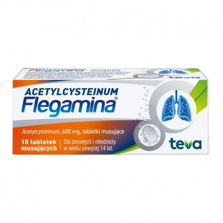 Acetylcysteinum Flegamina, 600 mg, tabletki musujące, 10 szt. // kaszel, kaszel mokry