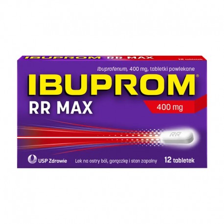 IBUPROM RR MAX  400 mg // ból, gorączka, grypa, przeziębienie, migrena // 12tab