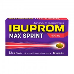 Ibuprom Max Sprint, 400 mg, //  ból, gorączka, grypa, przeziębienie, migrena // 10 kapsułek miękkich