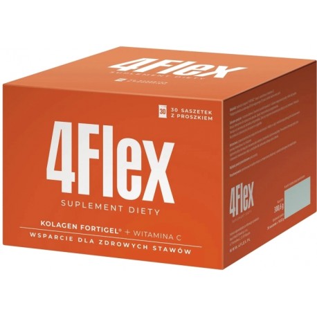 4 FLEX Kolagen nowej generacji+witamina C / zawiera Fortigel-kolagen naturalnego pochodzenia / 30 saszetek z proszkiem