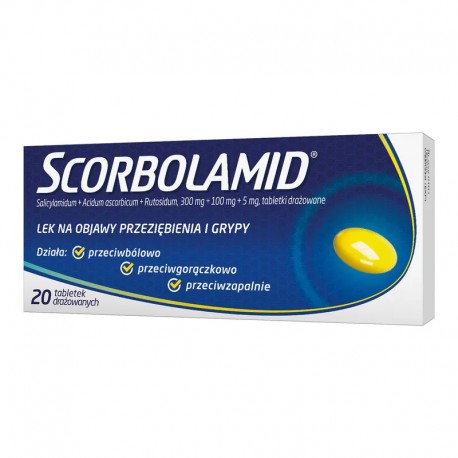 SCORBOLAMID w przeziebieniu i grypie // Salicylamid, rutozyd, wit. C // 20 tabletek drazowanych