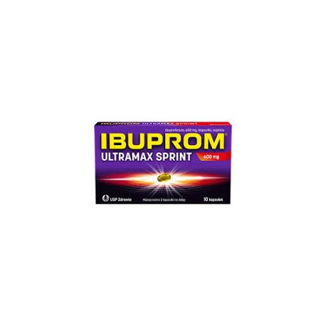 Ibuprom Ultramax Sprint, 600 mg // ibuprofen, kapsułki, ból, gorączka, stan zapalny, nerwoból, migrena //  10 kaps.
