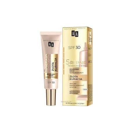 AA Technologia Wieku 5Repair 60+ Złota kuracja  Ochronny krem odmładzający // na dzien // zloto 24K, wit. C, ceramidy // 50 ml.
