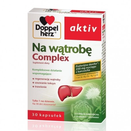 DOPPELHERZ AKTIV Na watrobe Complex / Kompleksowy sklad wspomagajacy:regenereacje watroby,usuwanie toksyn,trawienie / 30 kaps