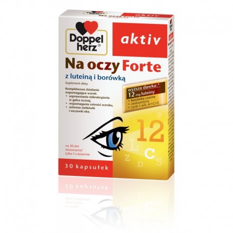 Doppelherz activ NA OCZY FORTE z luteina i borowka // Wspomaganie ostrosci wzroku, ochrona siatkowki i soczewki oka // 30kaps