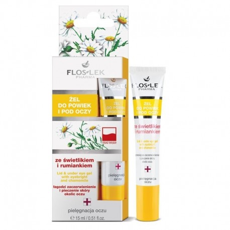 FLOSLEK Zel do powiek i pod oczy ze SWIETLIKIEM I RUMIANKIEM // Lagodzi zaczerwienienie,pieczenie skory okolic oczu // tuba